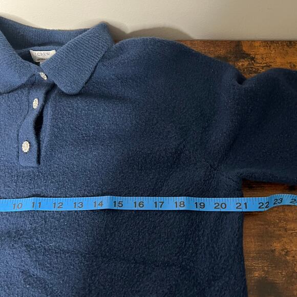 J.Crew Women's XL Extra Soft Rhinestone Button Long Sleeve Polo Sweater Navy Top - Picture 8 of 9